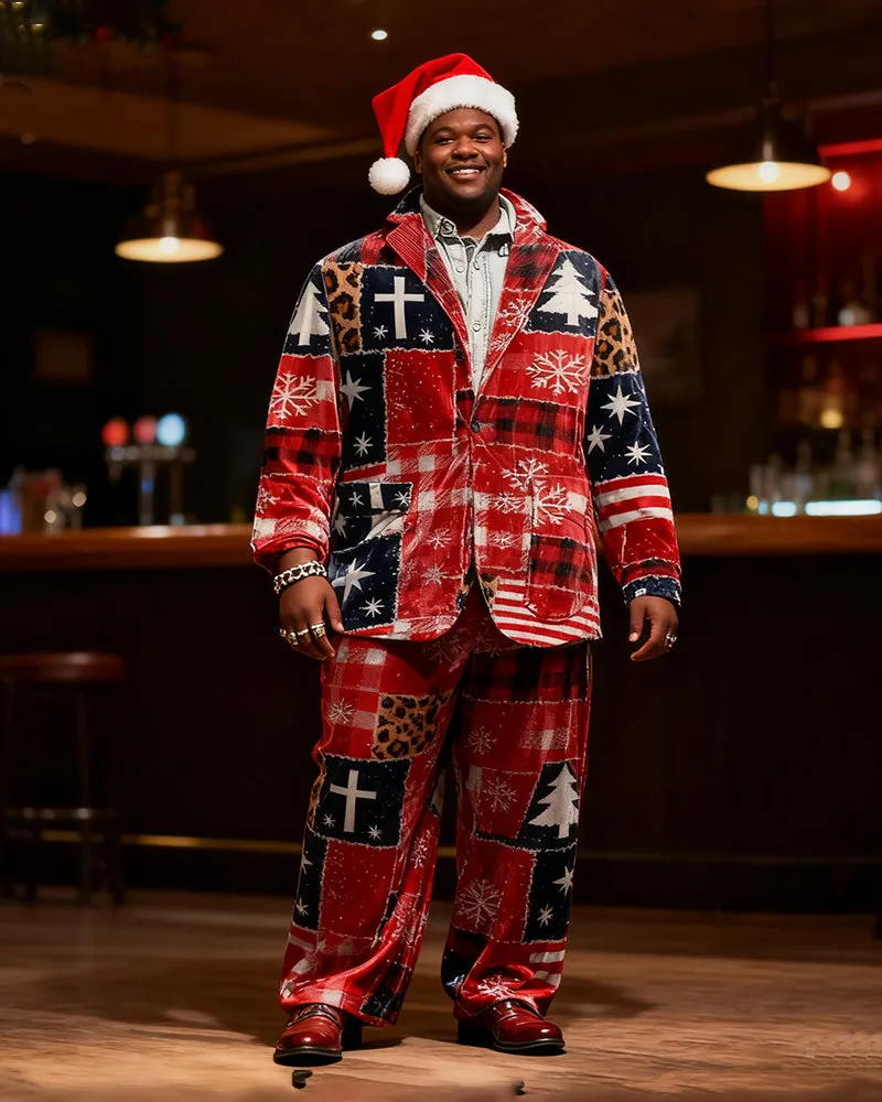 Big & Tall Men's Christmas Patchwork Element Print Suit sold by Biggmans