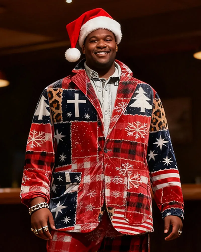 Big & Tall Men's Christmas Patchwork Element Print Suit sold by Biggmans product image thumbnail 2