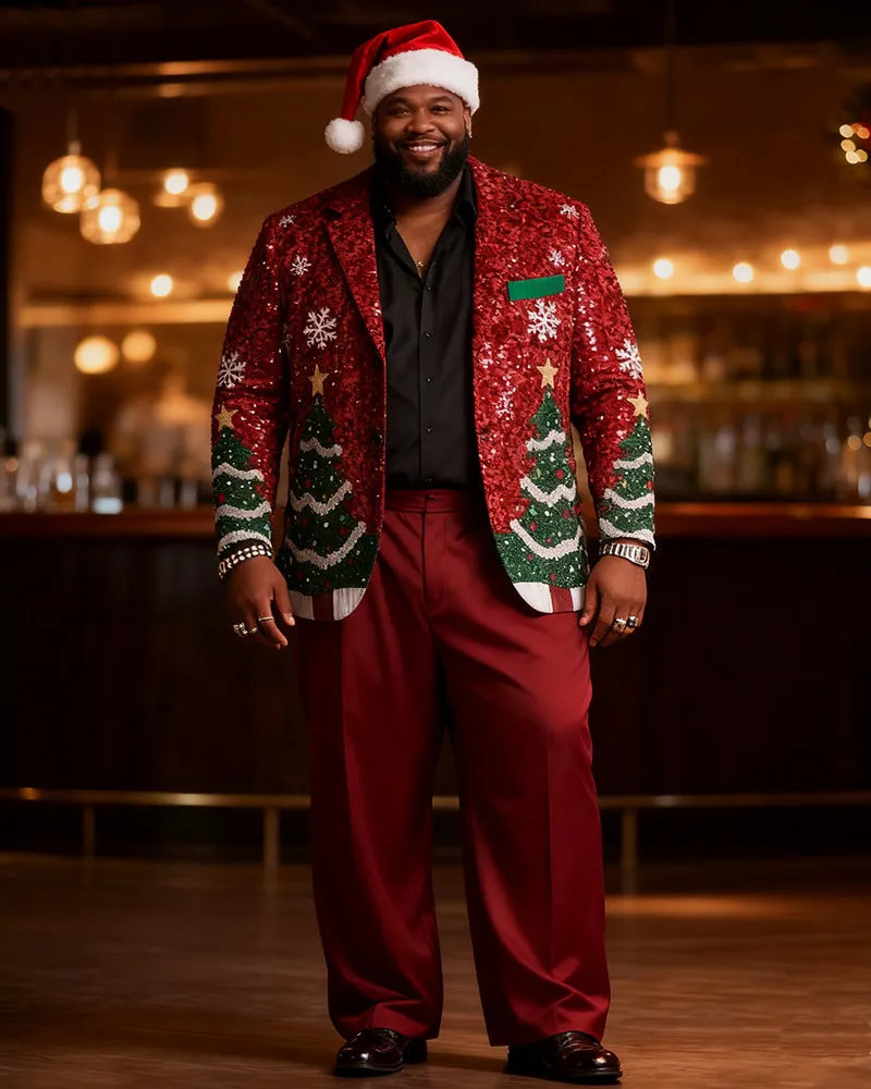 Big & Tall Men's Christmas Sequins Christmas Tree Print Suit sold by Biggmans product image thumbnail 4
