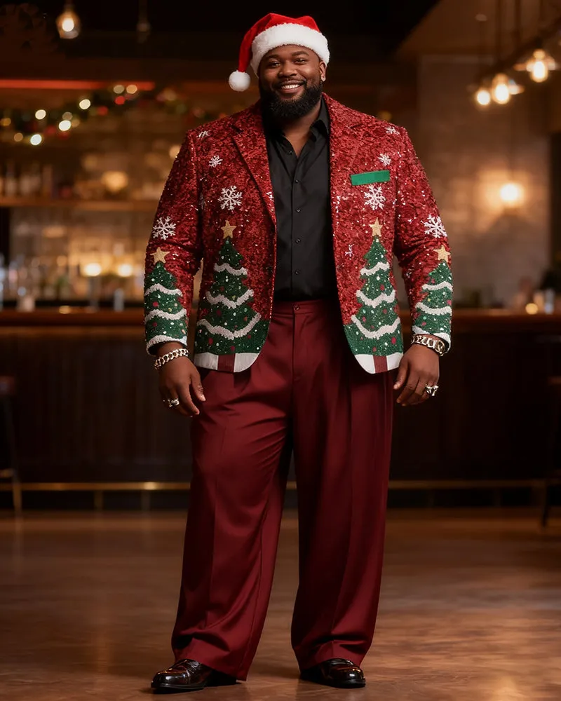 Big & Tall Men's Christmas Sequins Christmas Tree Print Suit sold by Biggmans product image thumbnail 5
