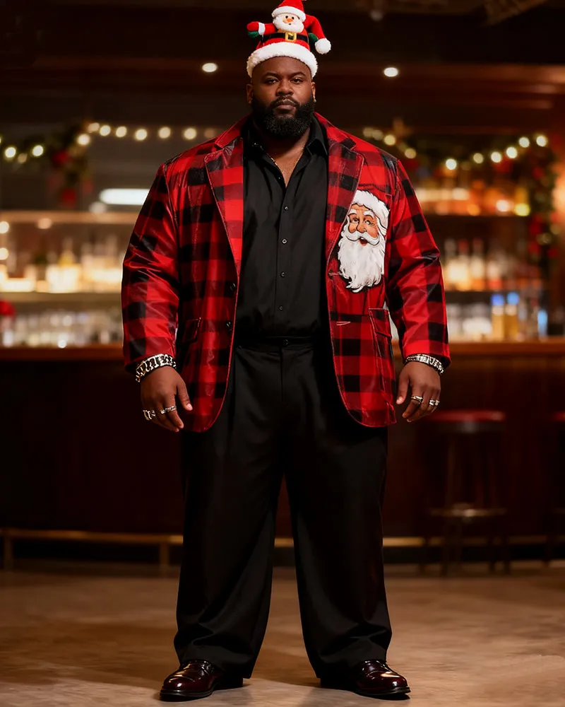 Big & Tall Men's Christmas Red And Black Plaid Print Suit sold by Biggmans product image thumbnail 5