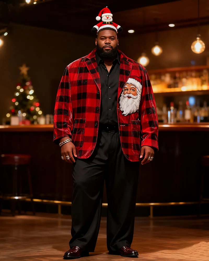 Big & Tall Men's Christmas Red And Black Plaid Print Suit sold by Biggmans product image thumbnail 4