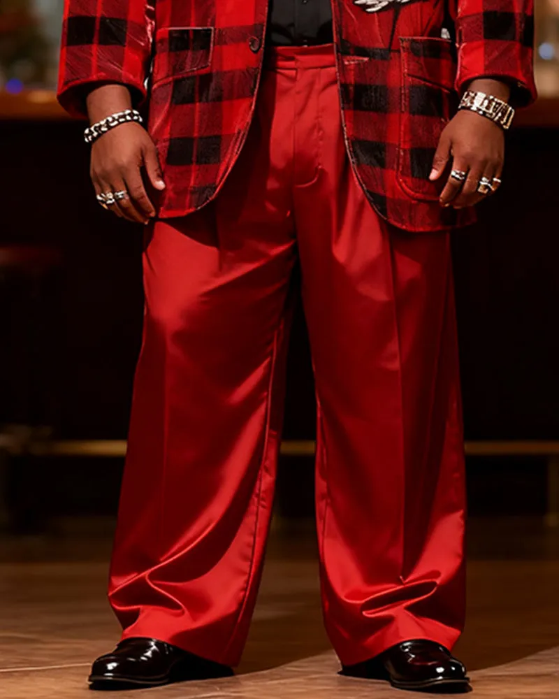 Big & Tall Men's Christmas Red And Black Plaid Print Suit sold by Biggmans product image thumbnail 3
