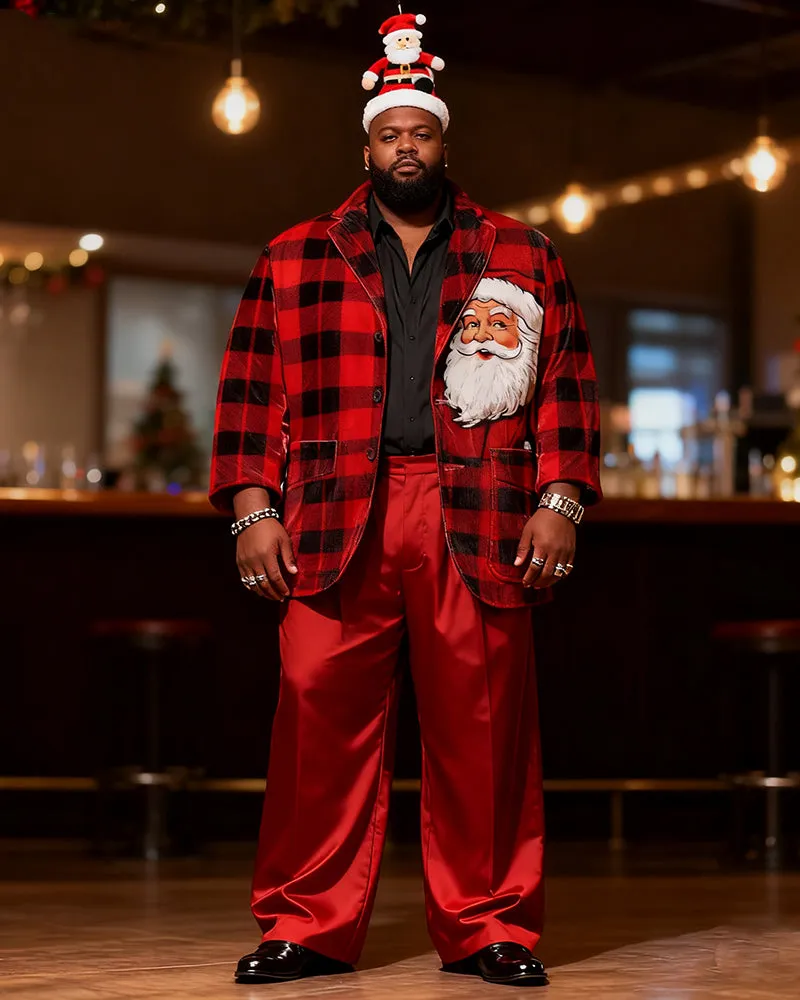 Big & Tall Men's Christmas Red And Black Plaid Print Suit sold by Biggmans