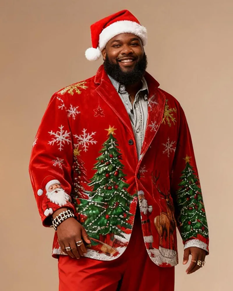 Big & Tall Men's Christmas Vintage Christmas Tree Print Suit sold by Biggmans product image thumbnail 2
