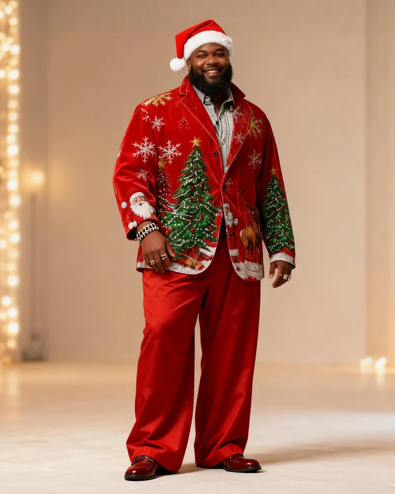Big & Tall Men's Christmas Vintage Christmas Tree Print Suit sold by Biggmans