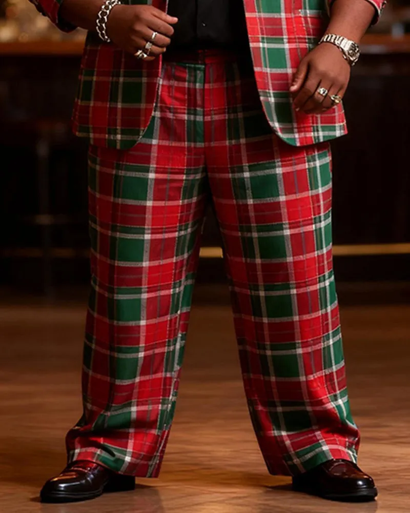 Big & Tall Men's Christmas Classic Red And Green Plaid Print Suit sold by Biggmans product image thumbnail 3