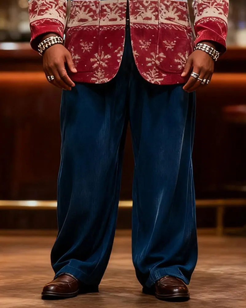 Big & Tall Men's Christmas Vintage Blue And Red Elk Print Suit sold by Biggmans product image thumbnail 3