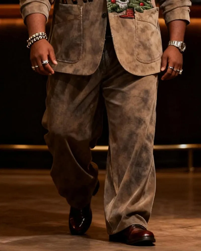 Big & Tall Men's Christmas Vintage Elk And Christmas Tree Print Suit sold by Biggmans product image thumbnail 3