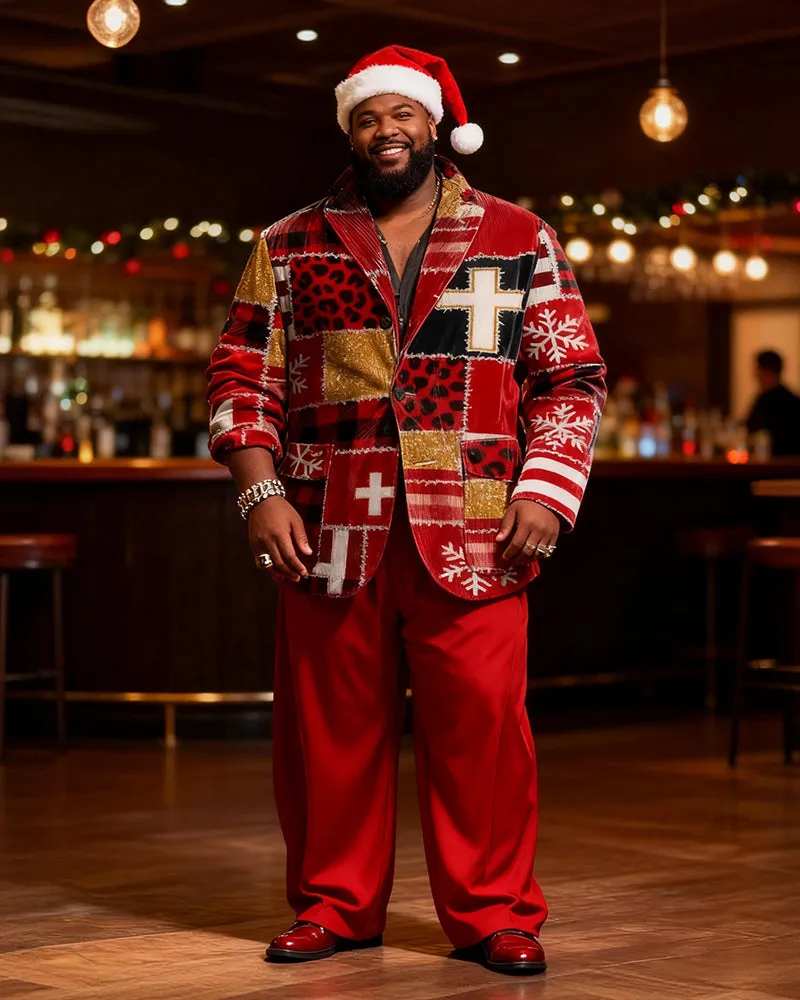 Big & Tall Men's Christmas Patchwork Print Suit sold by Biggmans