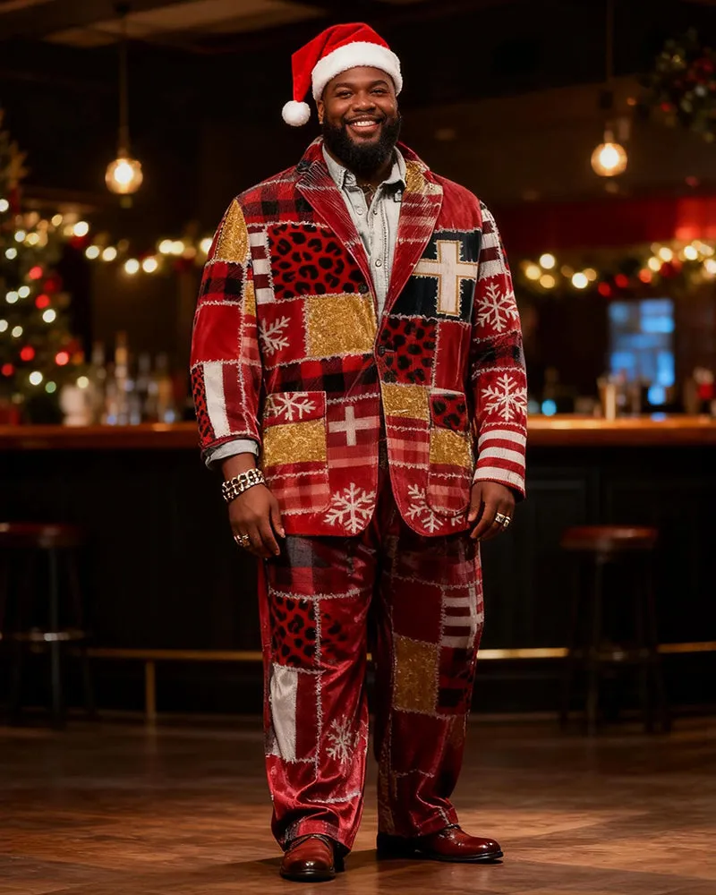 Big & Tall Men's Christmas Patchwork Print Suit sold by Biggmans product image thumbnail 2