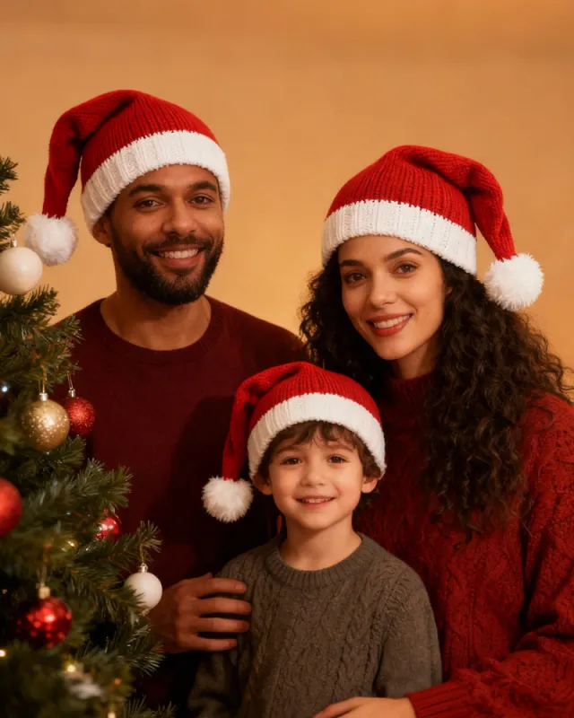 Autumn And Winter Classic Red Christmas Hat Knitted Parent Hat Gift sold by Biggmans