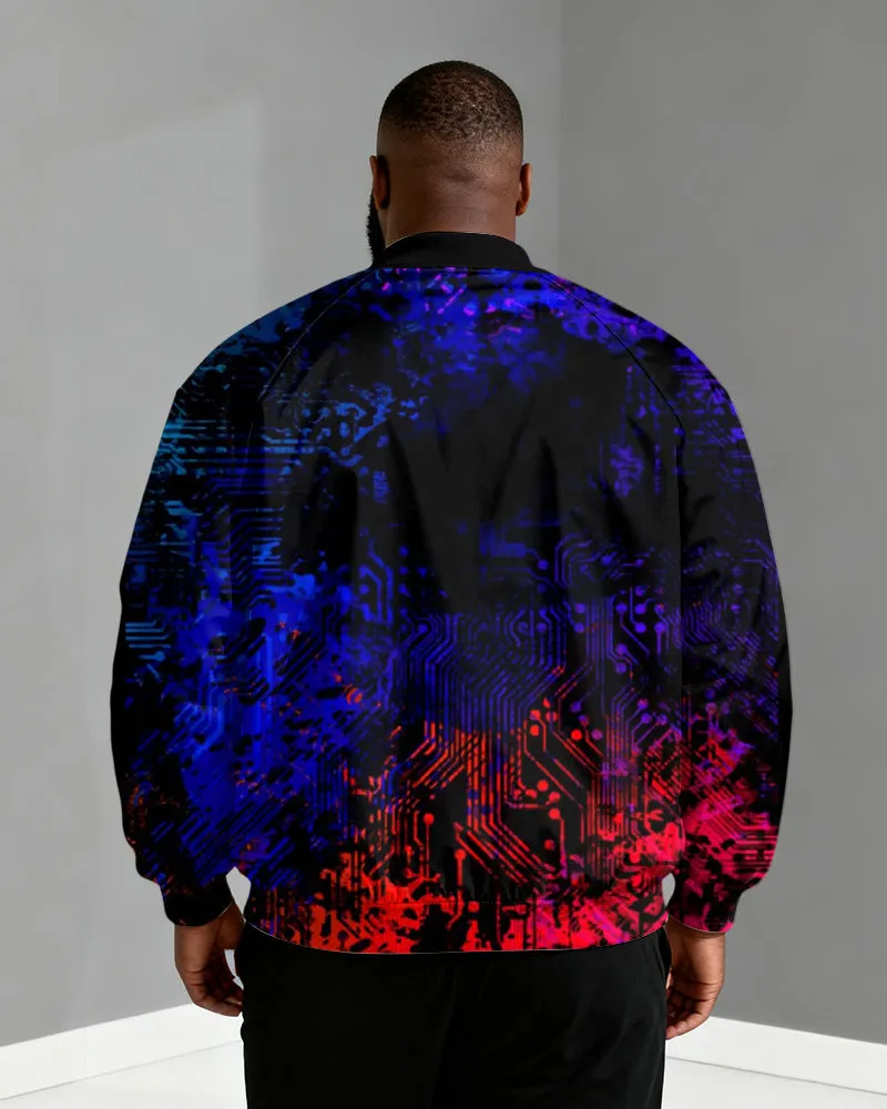 Big & Tall Men's Cyberpunk Circuit Board Printed Zip Long Sleeve Jacket sold by Biggmans product image thumbnail 2
