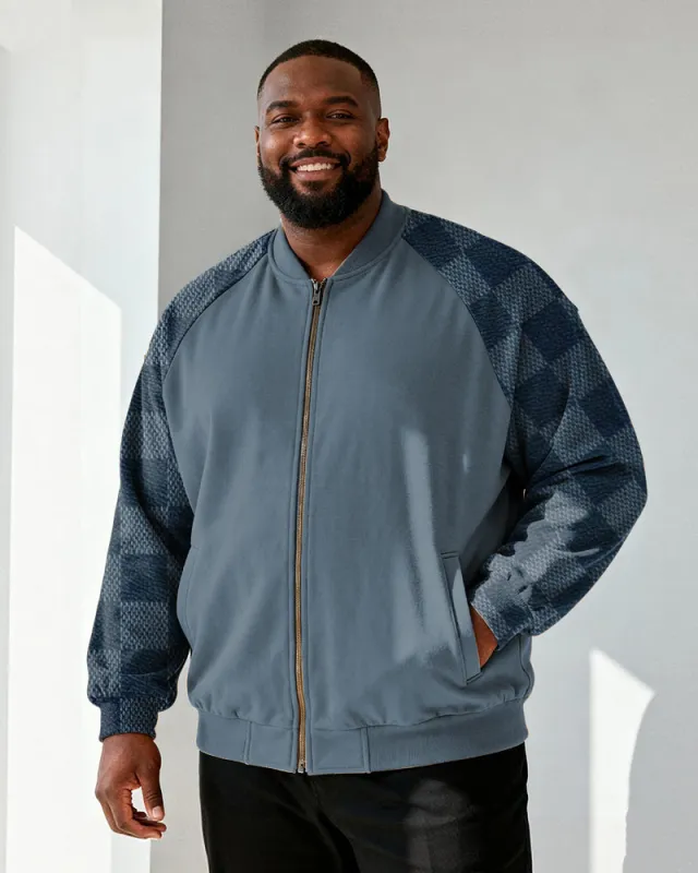 Big & Tall Men's Blue Zip-Print Long-Sleeve Jacket sold by Biggmans