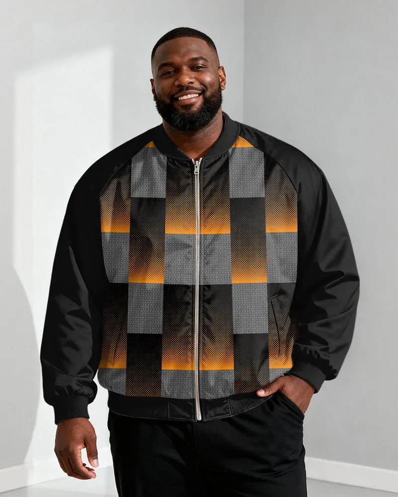 Big & Tall Men's Black Geometric Print Zip Long Sleeve Jacket sold by Biggmans