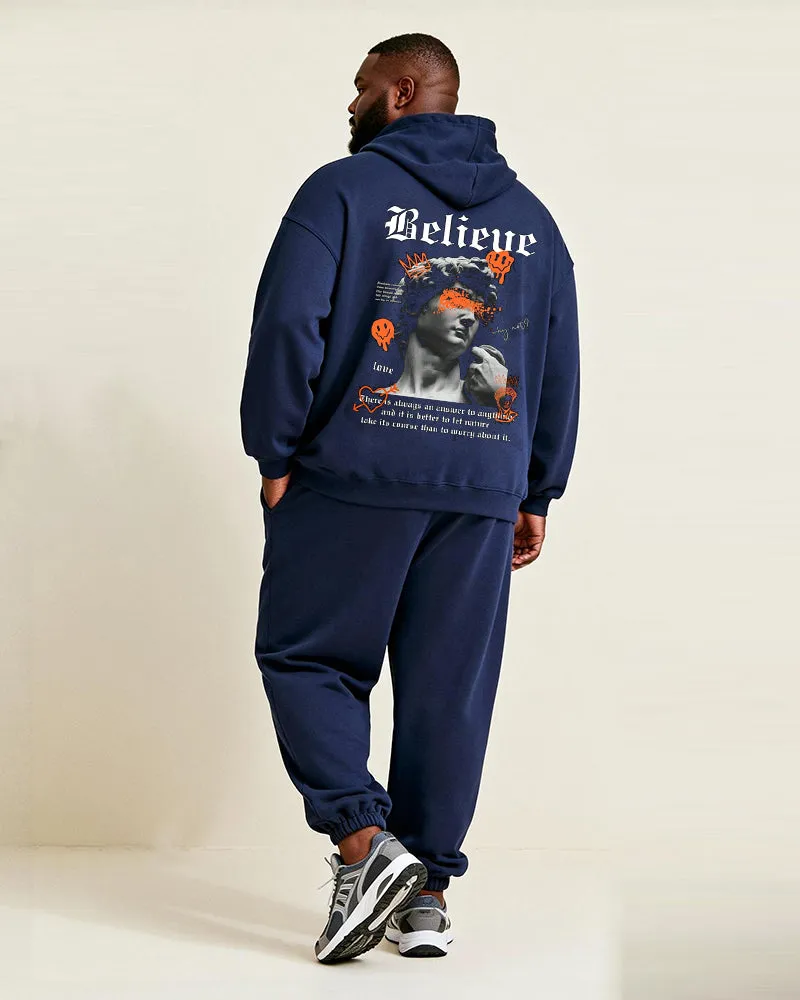 Big & Tall Men's Blue "Believe" David Statue Print Hoodie Set sold by Biggmans product image thumbnail 5