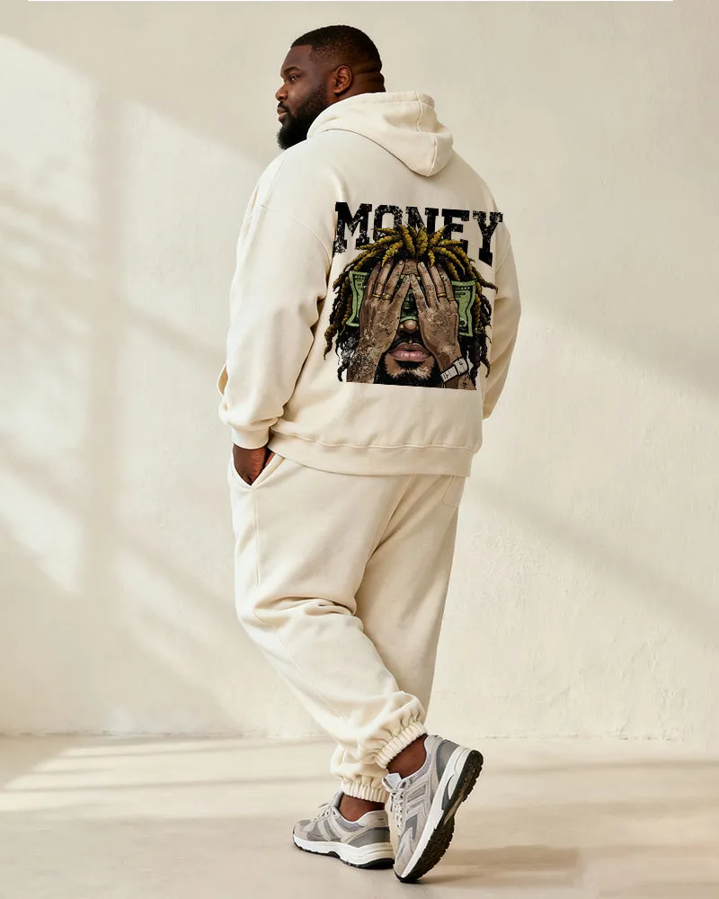 Big & Tall Men's Off-White "MONEY" Cartoon Print Hoodie Set sold by Biggmans product image thumbnail 5