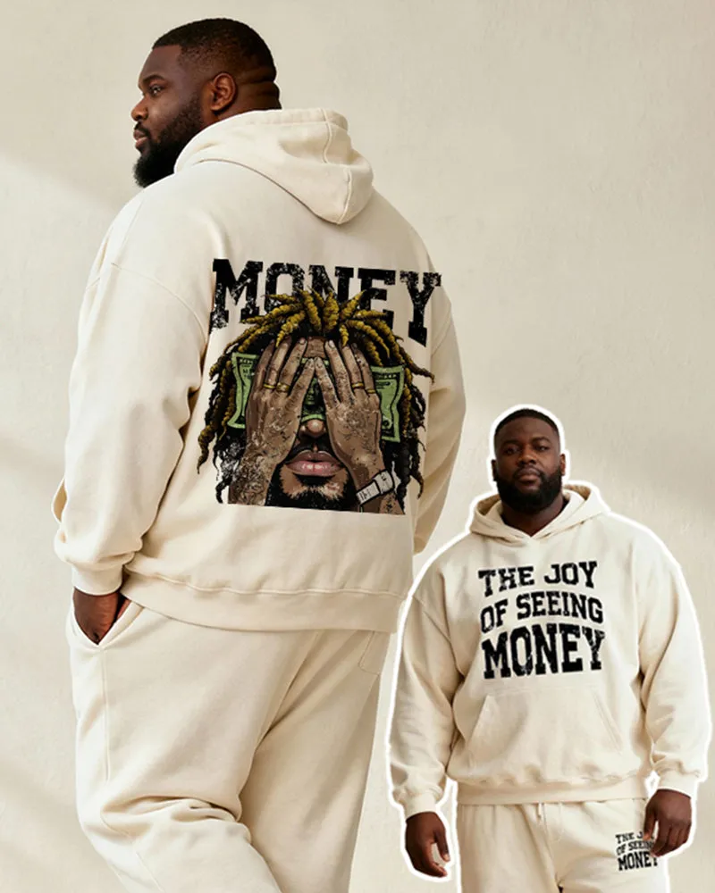 Big & Tall Men's Off-White "MONEY" Cartoon Print Hoodie Set sold by Biggmans product image thumbnail 2