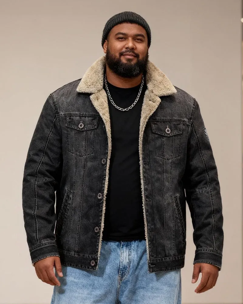 Big & Tall Men's Thickened Velvet Lapel Fur Collar Jacket Coat M-7XL sold by Biggmans product image thumbnail 3