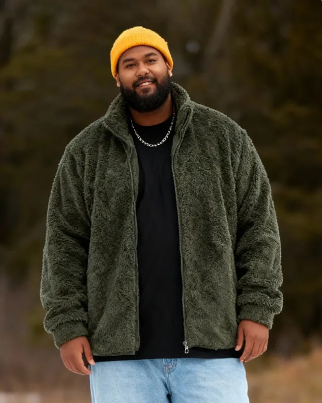 Ig & Tall Men's Solid Color Thickened Velvet Collar Jacket M-2XL sold by Biggmans