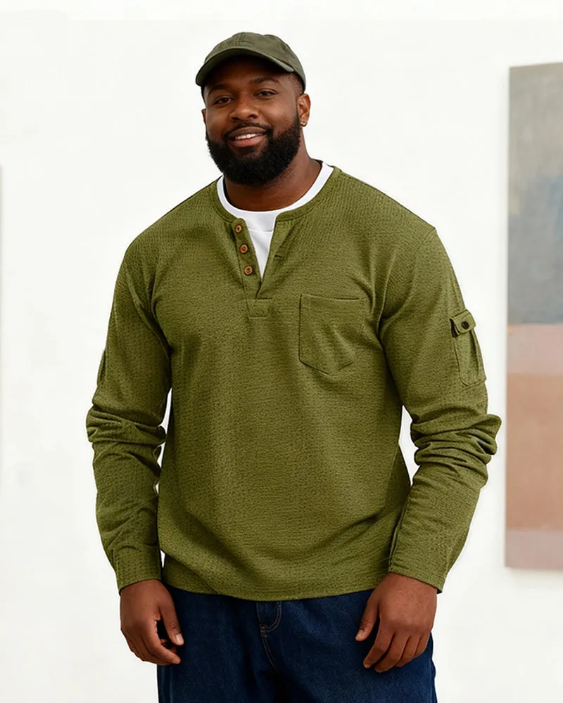 Big & Tall Men's Solid Color Fake Two-Piece V-Neck Waffled Long-Sleeved T-Shirt S-2XL sold by Biggmans product image thumbnail 4