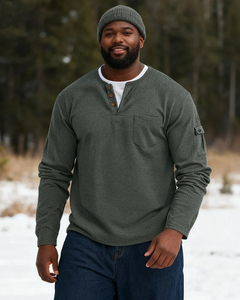 Big & Tall Men's Solid Color Fake Two-Piece V-Neck Waffled Long-Sleeved T-Shirt S-2XL sold by Biggmans product image thumbnail 5