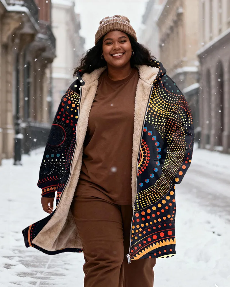 Women's Polo Dot Ethnic-style Printed Velvet Thickened Long Hooded Coat sold by Biggmans product image thumbnail 2