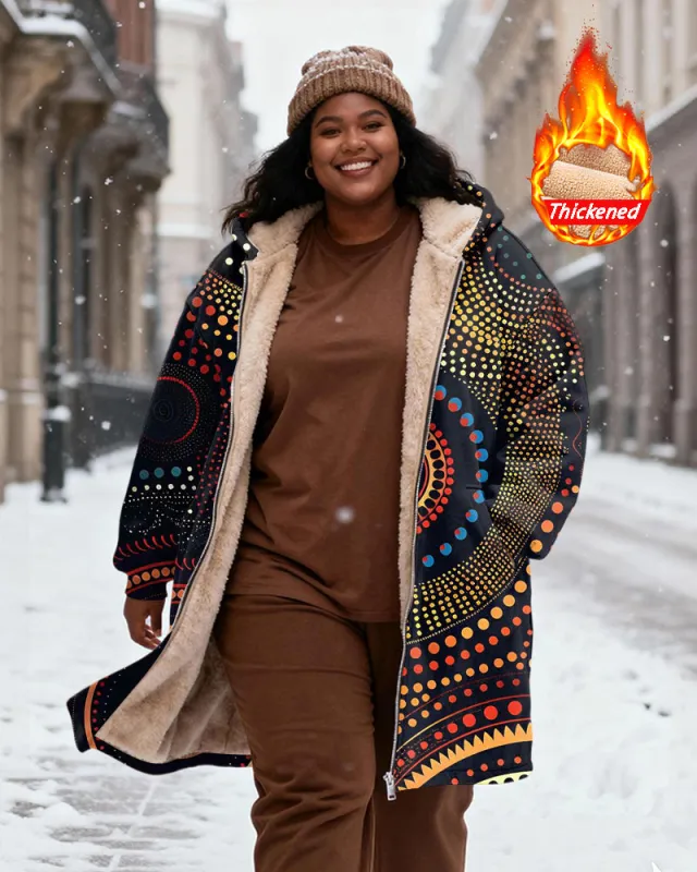 Women's Polo Dot Ethnic-style Printed Velvet Thickened Long Hooded Coat sold by Biggmans