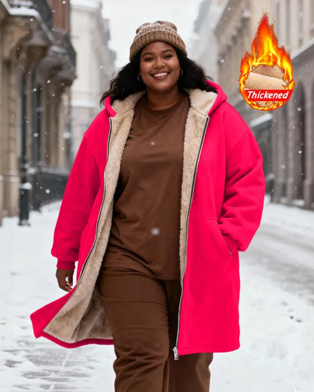 Women's Solid Color Velvet Thickened Long Hooded Coat sold by Biggmans