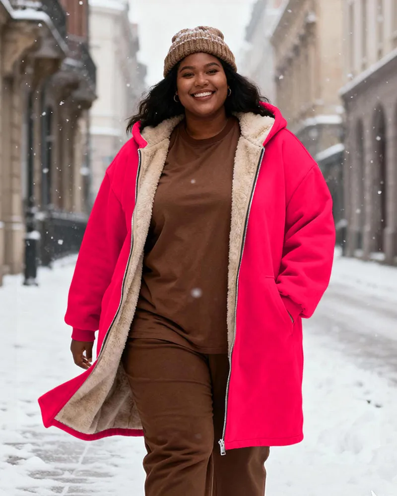 Women's Solid Color Velvet Thickened Long Hooded Coat sold by Biggmans product image thumbnail 2