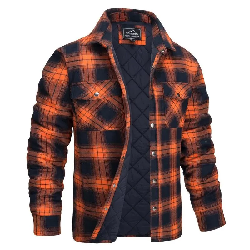 Men's Flannel Shirt Jacket with Quilted Lined Long Sleeve Plaid Coat sold by Biggmans