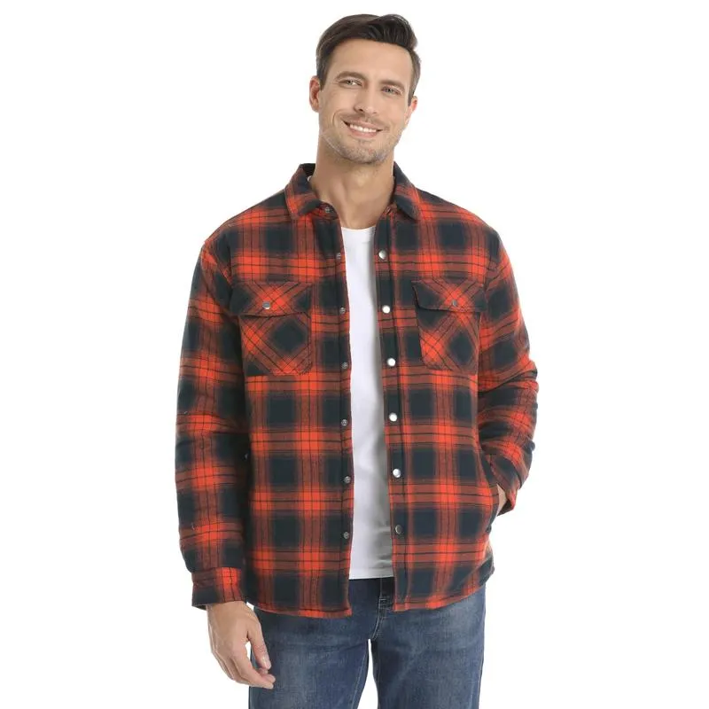 Men's Flannel Shirt Jacket with Quilted Lined Long Sleeve Plaid Coat sold by Biggmans product image thumbnail 2