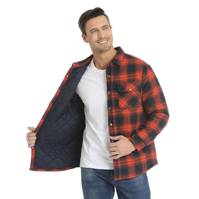 Men's Flannel Shirt Jacket with Quilted Lined Long Sleeve Plaid Coat sold by Biggmans product image thumbnail 3