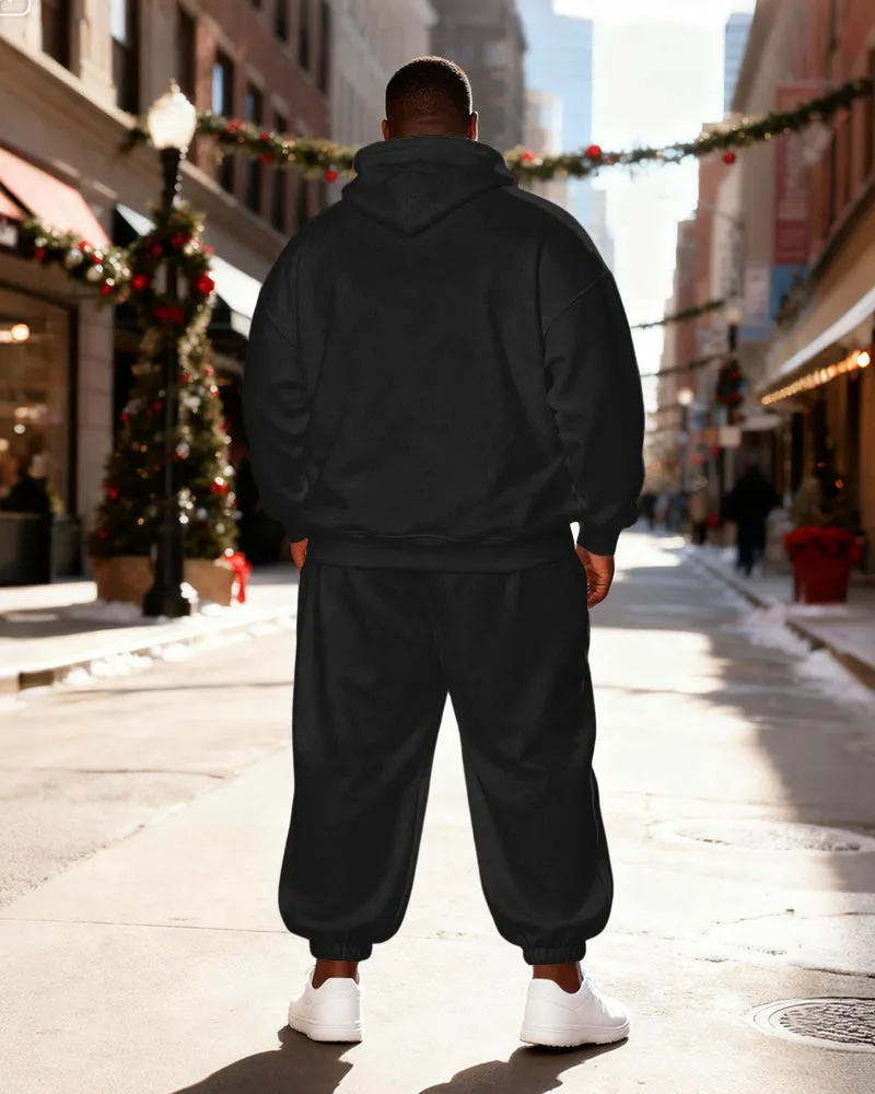 Big & Tall Men's Black "Merry Christmas" Printed Hoodie Set sold by Biggmans product image thumbnail 4
