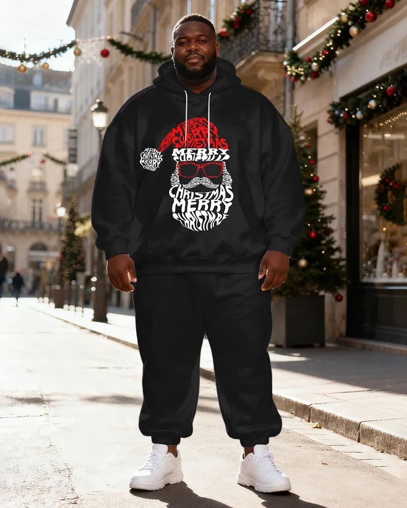 Big & Tall Men's Black "Merry Christmas" Printed Hoodie Set sold by Biggmans