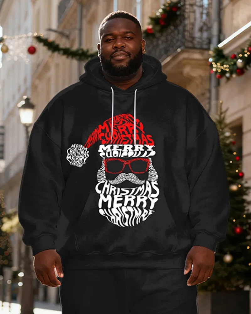 Big & Tall Men's Black "Merry Christmas" Printed Hoodie Set sold by Biggmans product image thumbnail 2