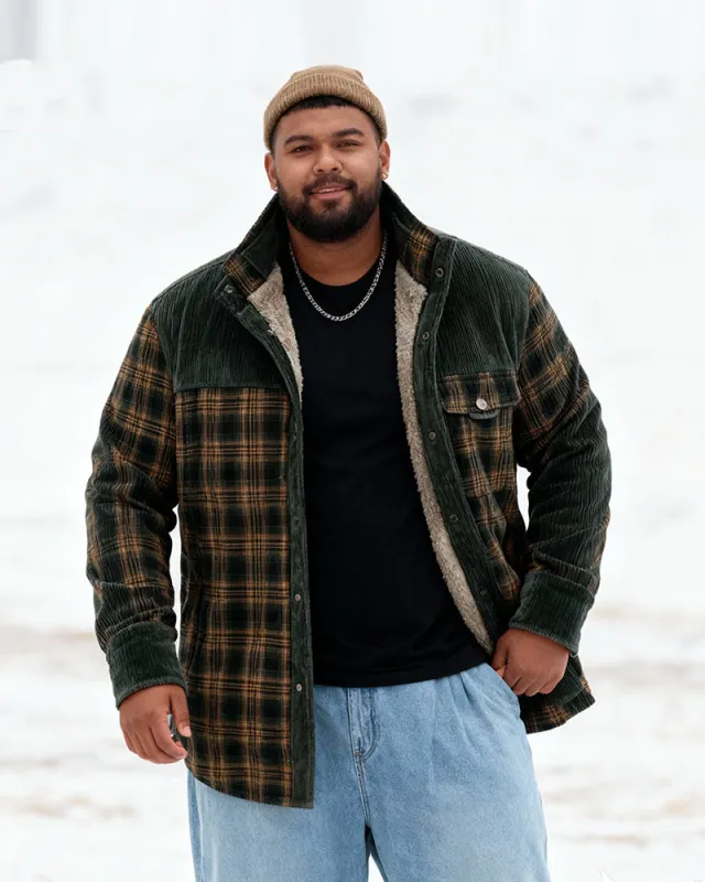 Big & Tall Men's Thickened Long Sleeve Plaid Shirt Jacket M-4XL sold by Biggmans