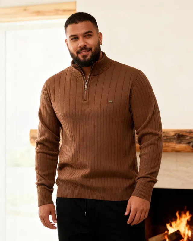 Big & Tall Men's Solid Color Half Zip Collar Knit Sweater S-2XL sold by Biggmans