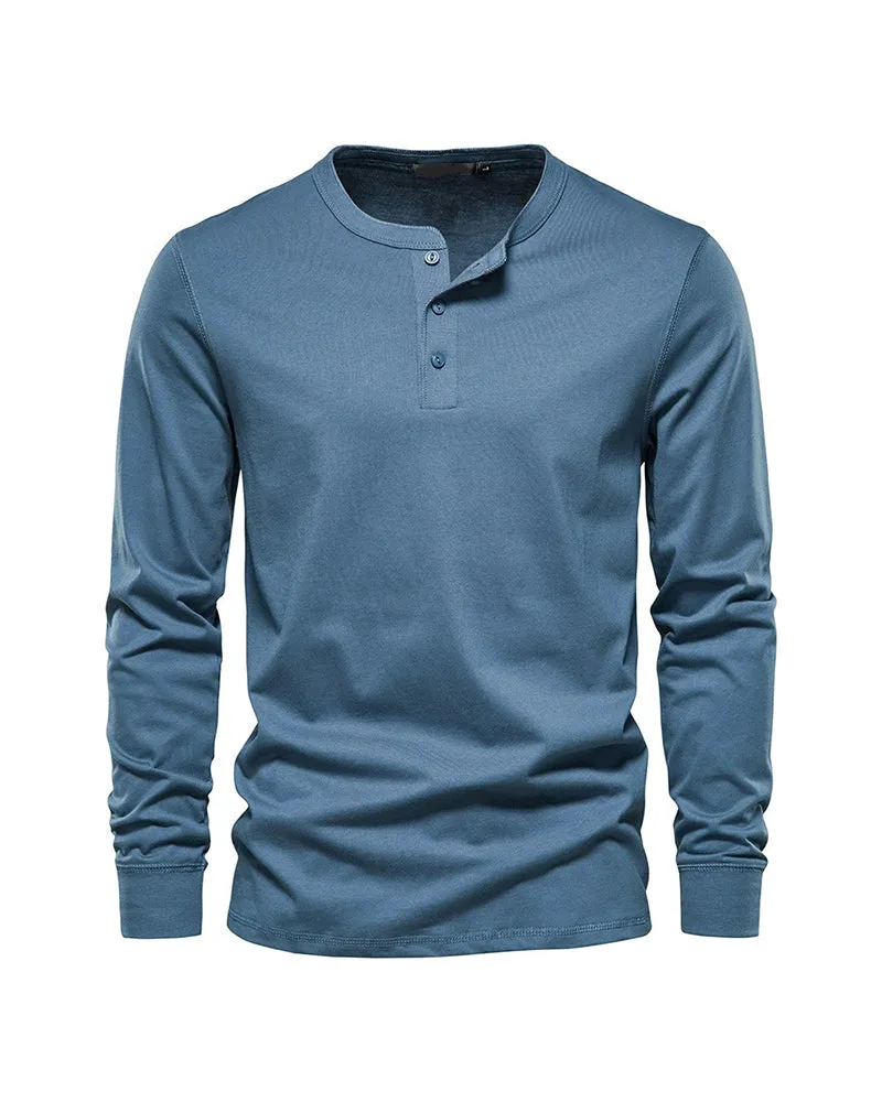 Big & Tall Men's Henry Neck/Round Neck Long Sleeve T-Shirt Base Top XS-5XL sold by Biggmans product image thumbnail 2
