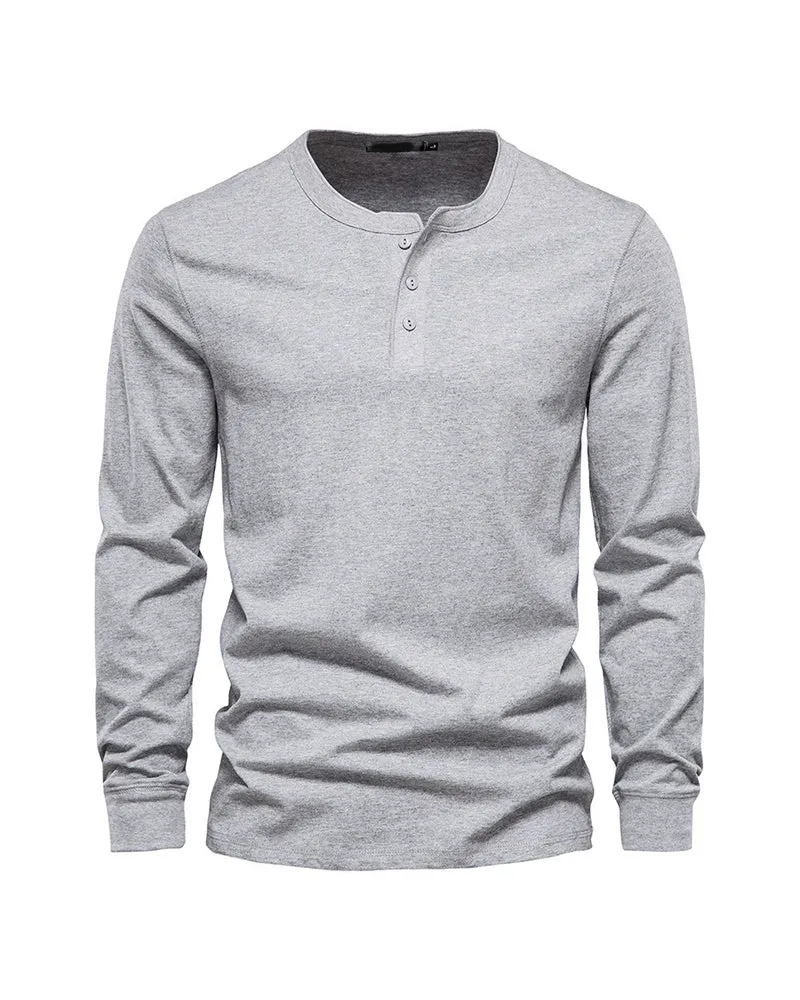 Big & Tall Men's Henry Neck/Round Neck Long Sleeve T-Shirt Base Top XS-5XL sold by Biggmans product image thumbnail 3