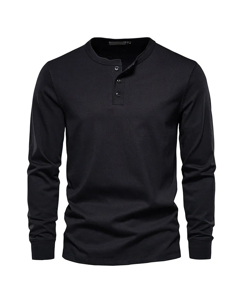 Big & Tall Men's Henry Neck/Round Neck Long Sleeve T-Shirt Base Top XS-5XL sold by Biggmans product image thumbnail 4