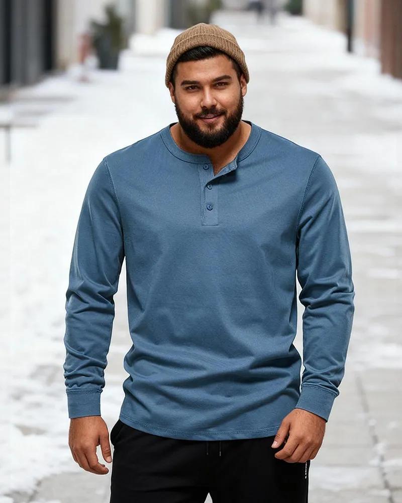 Big & Tall Men's Henry Neck/Round Neck Long Sleeve T-Shirt Base Top XS-5XL sold by Biggmans