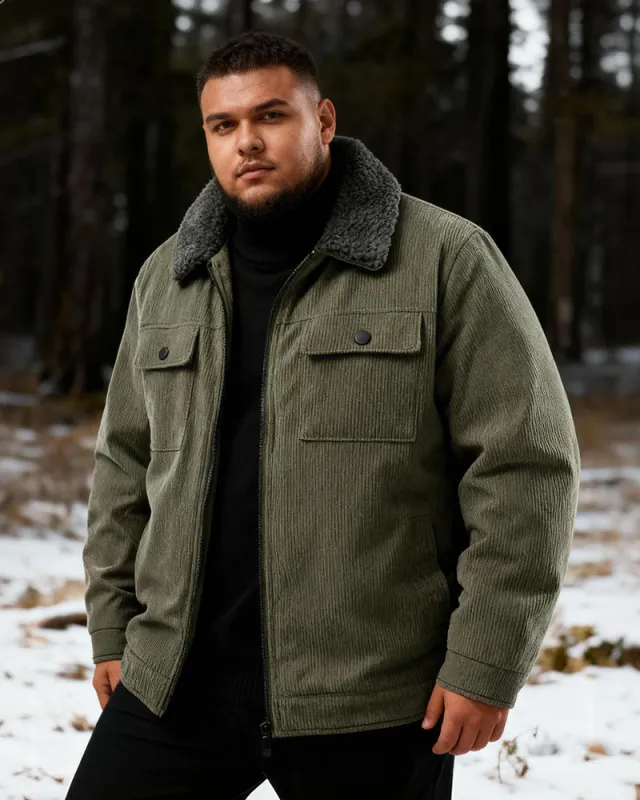 Big & Tall Men's Corduroy Thickened Lambskin Jacket Coat M-5XL sold by Biggmans