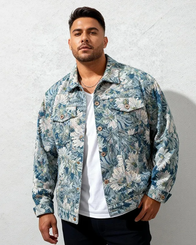 Big & Tall Men's Embroidered Denim Jacket Coat M-4XL sold by Biggmans