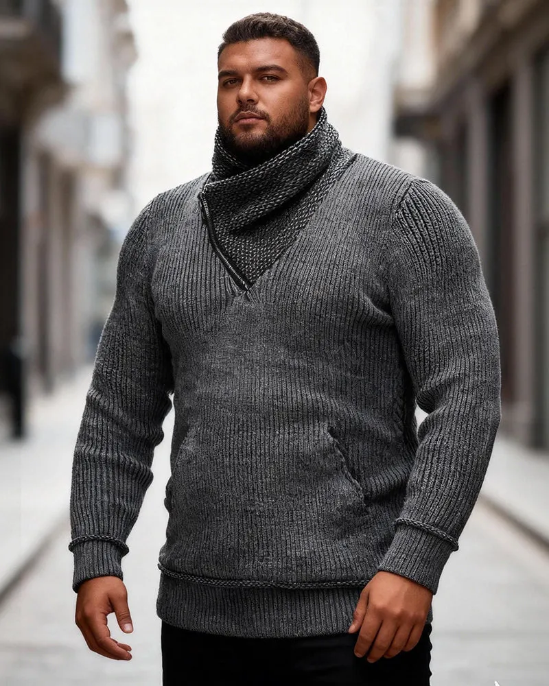Big & Tall Men's Turtleneck Pocket Knitwear Long Sleeve Sweater S-3XL sold by Biggmans