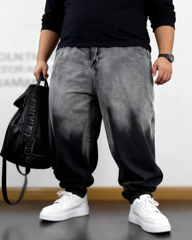 Big & Tall Men's Gradient Washed Jeans Loose Pants M-8XL sold by Biggmans