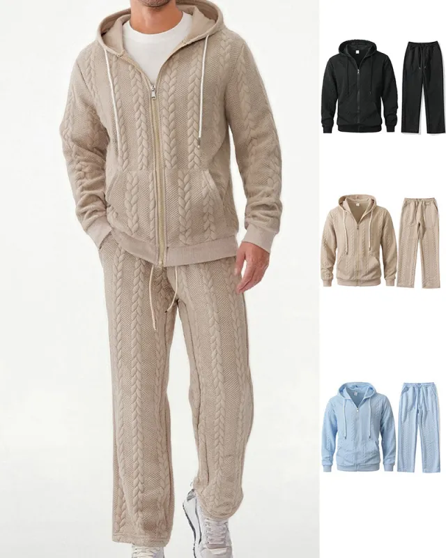 Big & Tall Men's Jacquard Hoodie Pants Set S-2XL sold by Biggmans