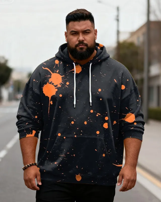 Big & Tall Men's Orange Splash-Ink Graffiti-Print Hoodie sold by Biggmans