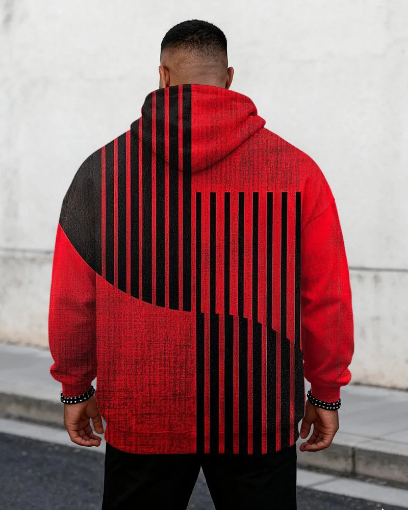 Big & Tall Men's Black And Red Colorblock Stripe-Print Hoodie sold by Biggmans product image thumbnail 2
