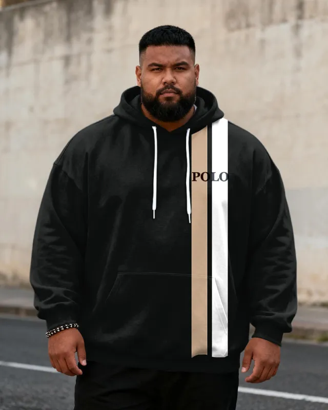 Big & Tall Men's Black And Red Colorblock Stripe-Print Hoodie sold by Biggmans